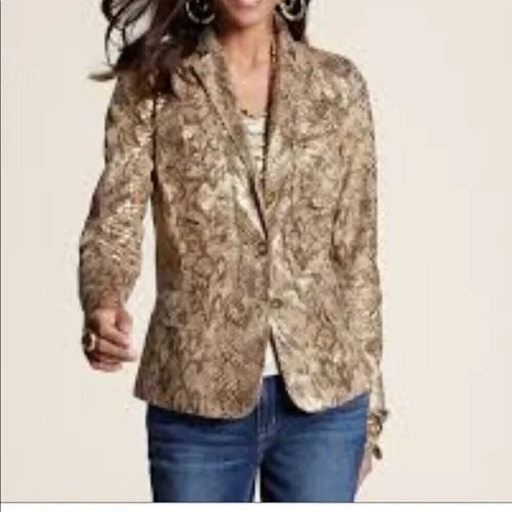 NWT Chico's Layla snake print gold blazer